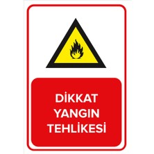 Renkli Reklam Dikkat Yangın Tehlikesi Levhası (Sac Malzeme)