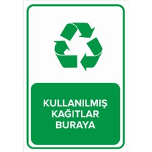 Renkli Reklam Kullanılmış Kağıtlar Buraya Levhası (Sac Malzeme)