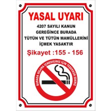 Renkli Reklam Yasal Uyarı Burada Tütün Ve Tütün Mamüllerini İçmek Yasaktır Levhası (Sac Malzeme)