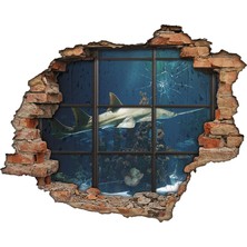Renkselart Deniz Dibi, Okyanus, Kırık Cam, Tuğla 3D Görünümlü Duvar Sticker