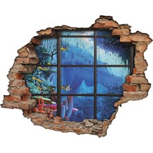 Renkselart Gemi Enkazı, Deniz Dibi Ve Kırık Cam 3D Görünümlü Duvar Sticker