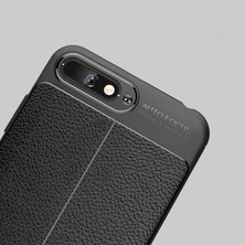 Case 4U Huawei Y6 2018 Kılıf Rugan Armor Deri Görünümlü Yüksek Kalite Silikon Niss - Kırmızı