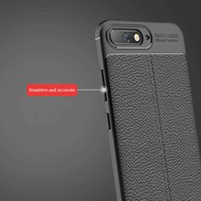 Case 4U Huawei Y6 2018 Kılıf Rugan Armor Deri Görünümlü Yüksek Kalite Silikon Niss - Kırmızı