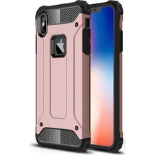 Case 4U Apple iPhone XS Max Kılıf Çift Katman Zırh Koruma Tank Arka Kapak - Rose Gold