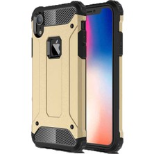 Case 4U Apple iPhone XR Kılıf Çift Katman Zırh Koruma Tank Arka Kapak - Altın