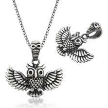 KENPAZAR Gumush Gümüş Baykuş Erkek Kolye