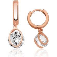 KENPAZAR Gumush Gümüş Üç Boyutlu Oval Küpe