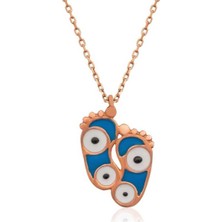 KENPAZAR Gumush Gümüş Nazarlı Ayak İzi Bayan Kolye