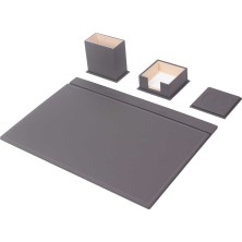 Güner Ofis Deri Sümen Takımı Gri 4 Parça