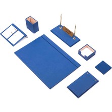 Güner Ofis Deri Sümen Takımı Mavi 9 Parça İsimlik