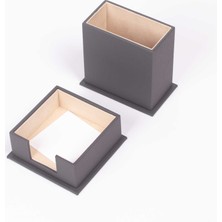 Güner Ofis Deri 2 Parça Masaüstü Seti Seti Gri Kalemlik Ve Notluk