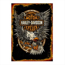 Cakasepetim Ahşap Tablo Eski Kenarlık Harley Davidson