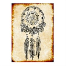 Cakasepetim Ahşap Tablo Kenar Boyalı Dream Catcher