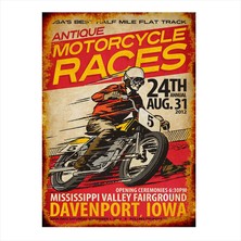 Cakasepetim Ahşap Tablo Motorsiklet Yarşı Afişi