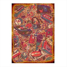 Cakasepetim Ahşap Tablo Müzik Çalar Alet Afişi