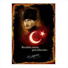 Cakasepetim Ahşap Tablo Bayrak Atatürk Söz