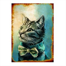 Cakasepetim Ahşap Tablo Papyonlu Kedi