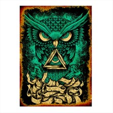 Cakasepetim Ahşap Tablo retro baykuş