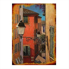 Cakasepetim Ahşap Tablo Retro sokak lambası