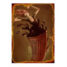 Cakasepetim Ahşap Tablo Çılgın kahve fincanı