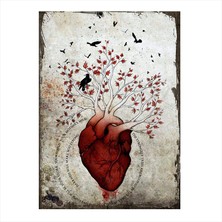 Cakasepetim Ahşap Tablo Kalp Damar Ağaçlar Karga