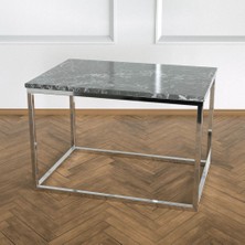 Evka Potrica Yan Sehpa - Paslanmaz Ayak Siyah Mermer Tabla