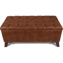 Armi Puf  Deri Dokulu Kapitoneli Sandıklı Puf Amortisörlü