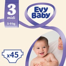 Evy Baby Bebek Bezi 3 Beden Midi Jumbo Paket 45 Adet