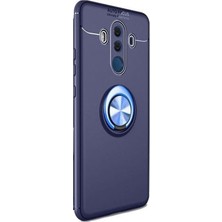 Gpack Huawei Mate 10 Lite Kılıf Ravel Yüzüklü Mıknatıslı Silikon Lacivert