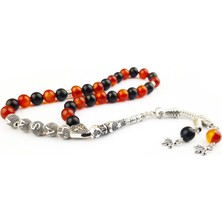 Pigado İsme Özel Oltu Ve Akik Doğaltaş Çift Püsküllü Tesbih