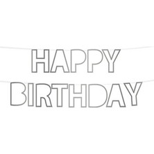 Kullan At Market Happy Birthday Şablon Harf Afiş Simli Gümüş