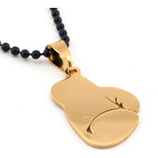 Solfera Boks Eldiveni Spor Sarı Renk Paslanmaz Çelik Erkek Kolye Q0023