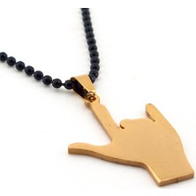 Solfera Rock N Roll Sarı Renkli Paslanmaz Çelik Erkek Kolye Q0019