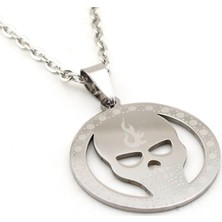 Solfera Yuvarlak Kurukafa Alev Çelik Paslanmaz Erkek Kolye Q0026