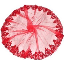 Kına Atölyesi Duvak Kadife Simli Kırmızı