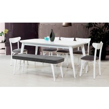 Büyük Konik Yemek Masası Takımı - Beyaz