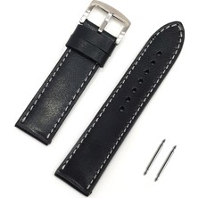 Chrono Siyah Suya Dayanıklı Spor Deri Kol Saati Kordonu 24mm Deri Kayış