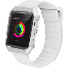 Akıllıphone Ally Apple Watch Uyumlu İçin 42Mm 1,2,3  Deri Loop Kayış+ Metal Koruma Kılıf