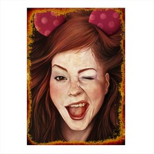 Cakasepetim Ahşap Tablo Göz Kırpan Kız