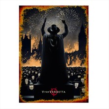 Cakasepetim Ahşap Tablo V For Vendetta Retro