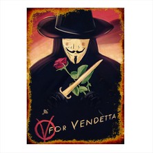 Cakasepetim Ahşap Tablo Retro  V For Vendetta