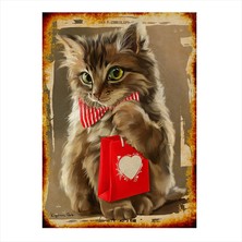 Cakasepetim Ahşap Tablo Alışveriş Yapan Kedi