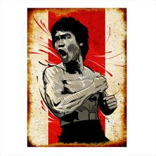 Cakasepetim Ahşap Tablo Retro Bruce Lee Posteri