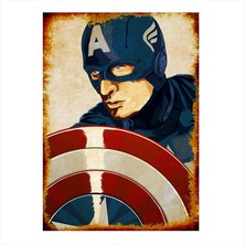 Cakasepetim Ahşap Tablo Retro Kaptan Amerika Posteri