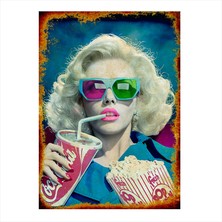 Cakasepetim Ahşap Tablo Üç Boyutlu Gözlüklü  Marilyn Monroe