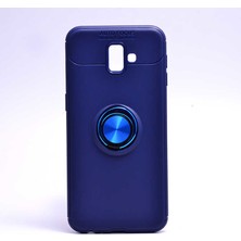 Case 4U Samsung Galaxy J6 Plus Kılıf Yüzüklü Darbeye Dayanıklı (Mıknatıslı Araç Tutucu Uyumlu) Lacivert