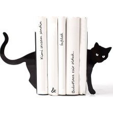 Simge Yapı Dekorasyon Kara Kedi Figürlü Dekoratif Metal Kitap Tutucu