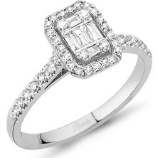 Lilarote Modern Tasarım Baget Kare Tektaş Yüzük 18 K