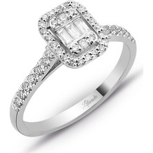 Lilarote Modern Tasarım 0.35 Ct Baget Kare Tektaş Yüzük