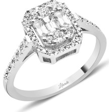 Lilarote Modern Tasarım 0.55 Ct Baget Kare Tektaş Yüzük